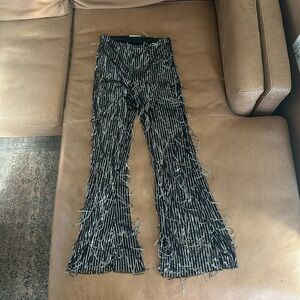 12th Tribe Black and Silver Fringe Pants